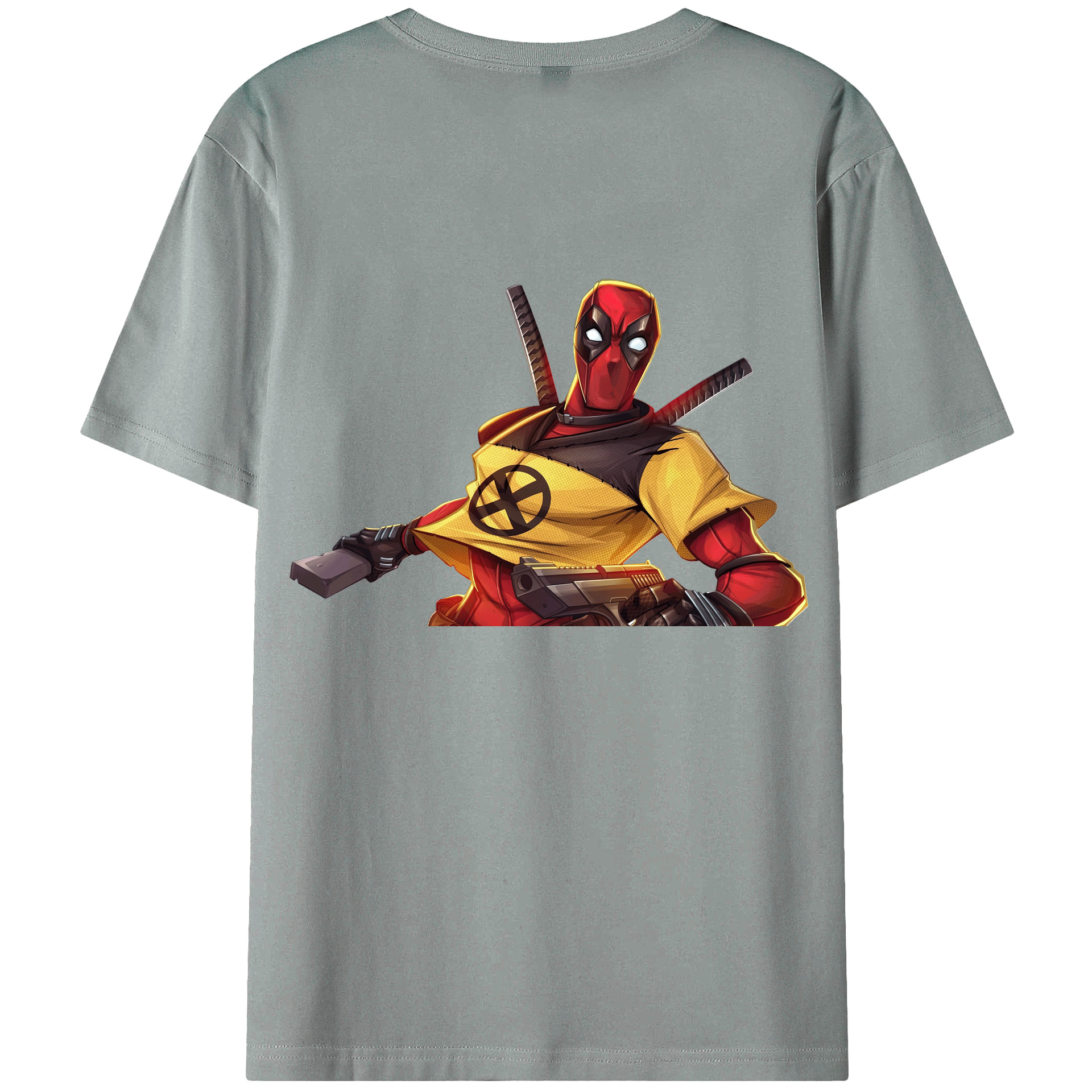 （画像用） Deadpool デッドプール 綿100％ メンズ半袖Tシャツ（バックプリント） 通気性